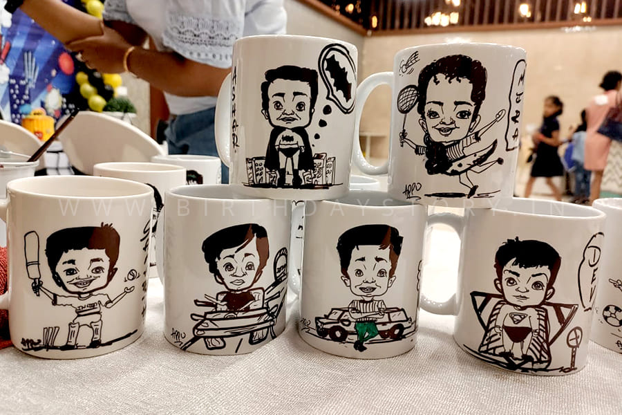 Birthday Story - Birthday Party Organisers Caricature on Mug - Birthday Story