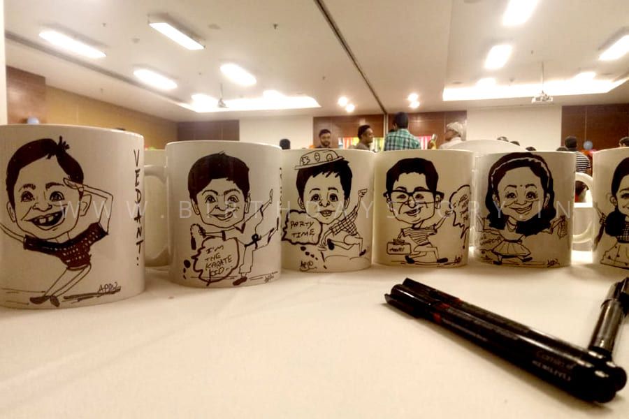 Birthday Story - Birthday Party Organisers Caricature on Mug - Birthday Story