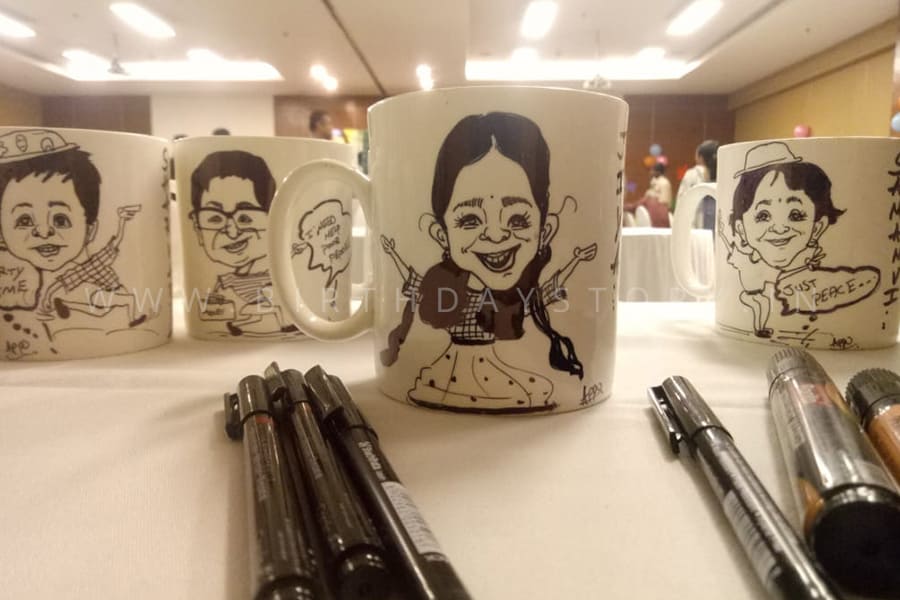 Birthday Story - Birthday Party Organisers Caricature on Mug - Birthday Story